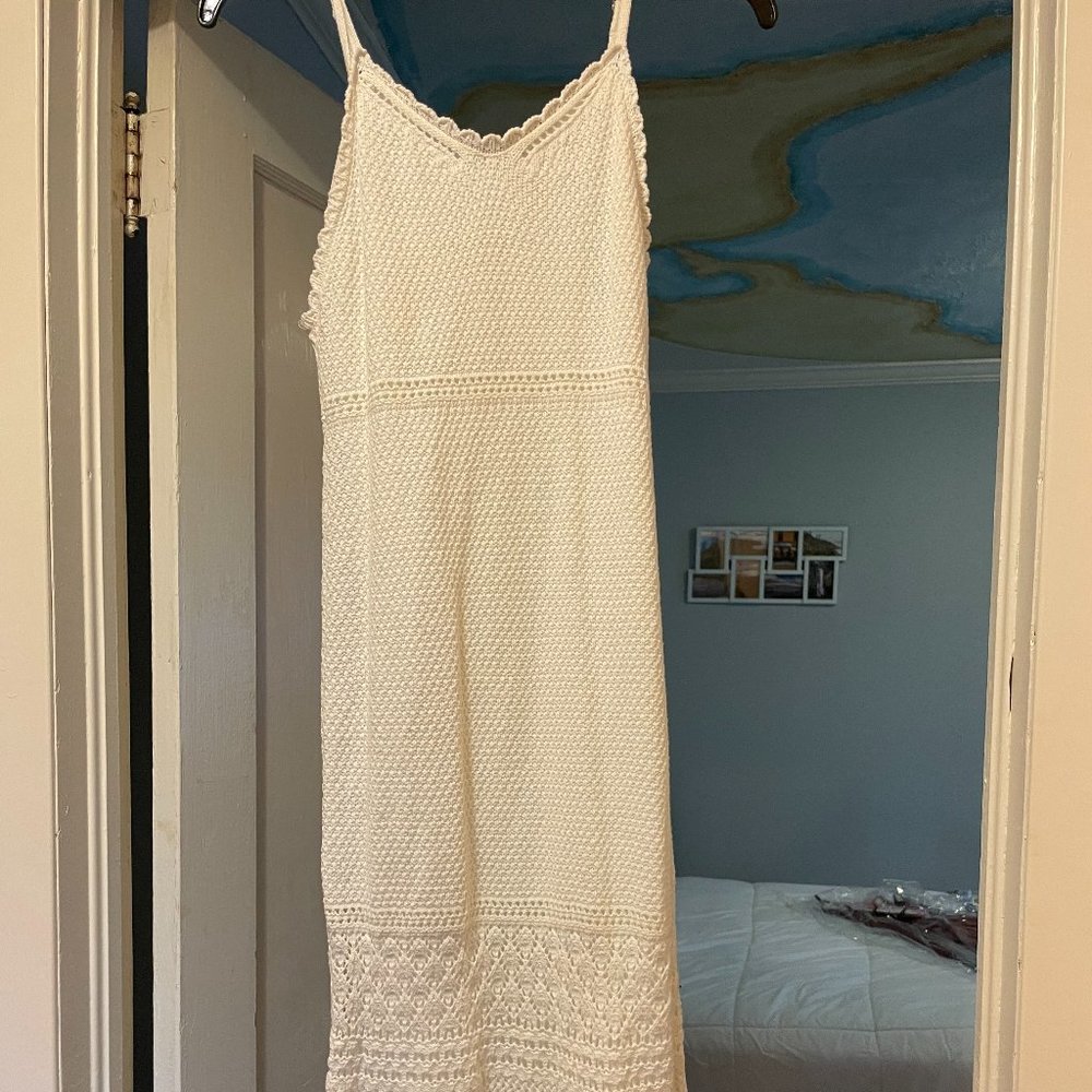 Eggshell White Cocktail Dress Knit Crochet XS